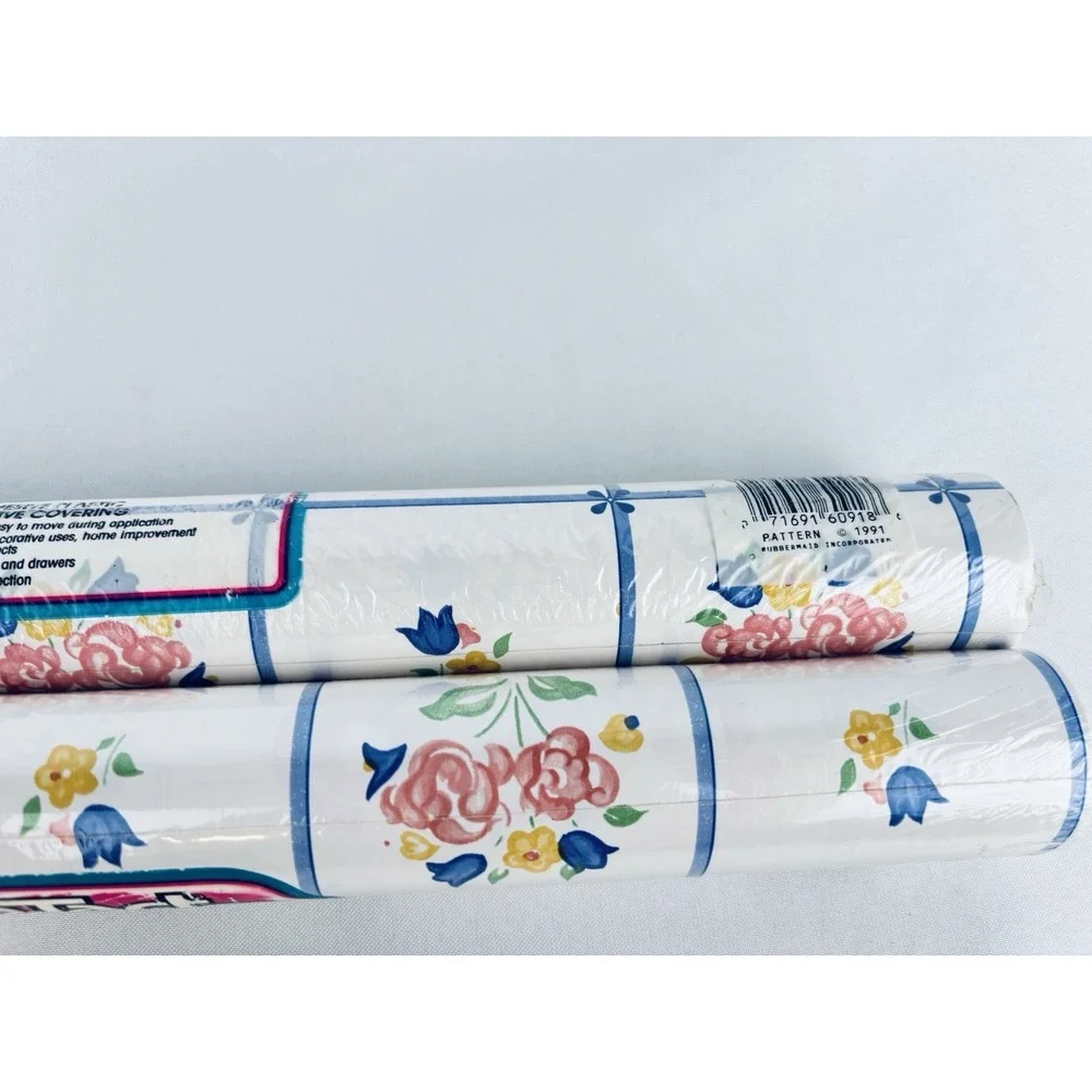 Vintage 90s Con-Tact Brand Contact Floral  Shelf Liner - Lot Of 2 Rubbermaid